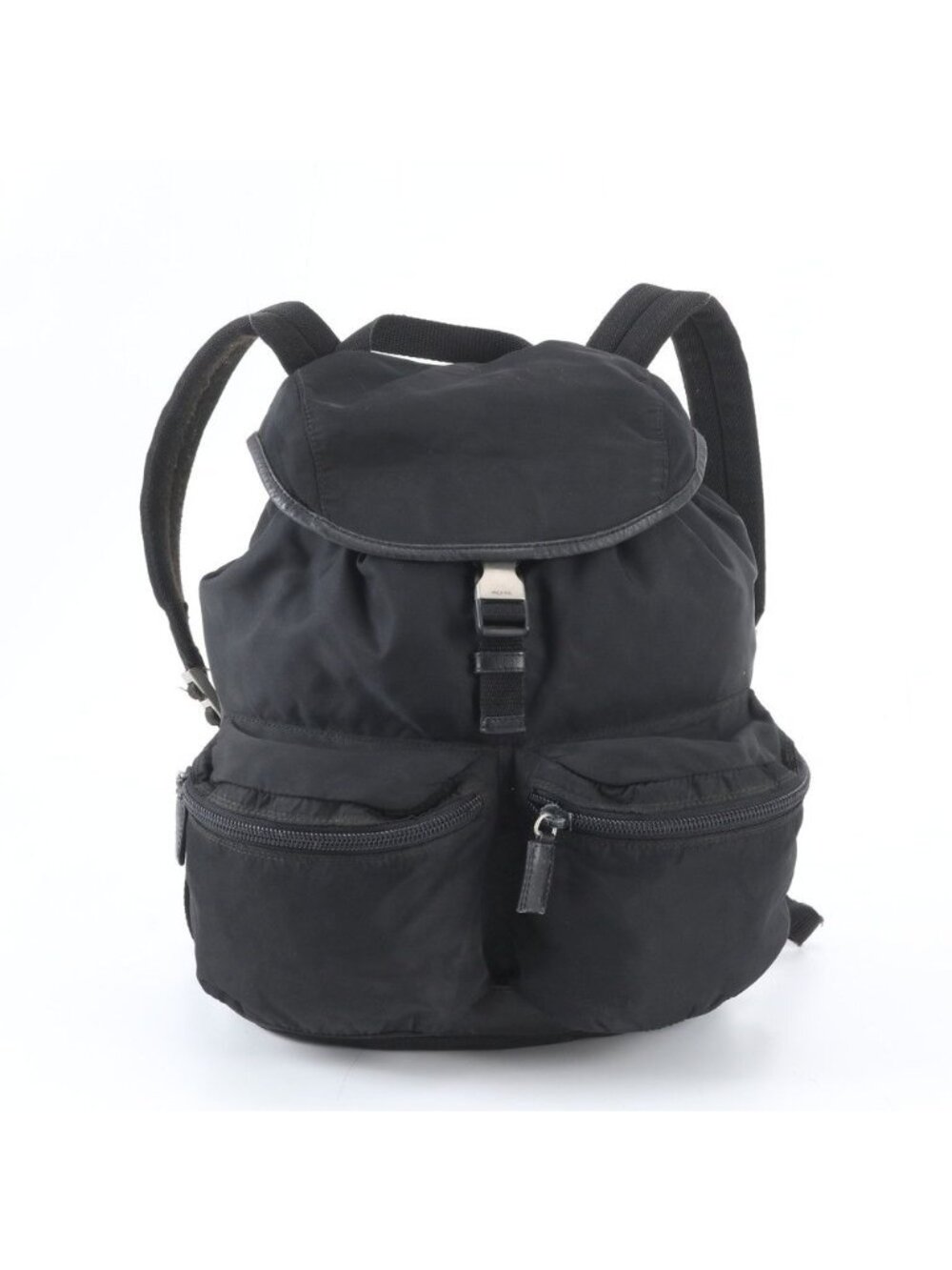 Prada Tessuto Nylon Triangle Logo Leather Backpack